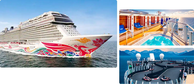 Collage of images of the Norwegian Joy