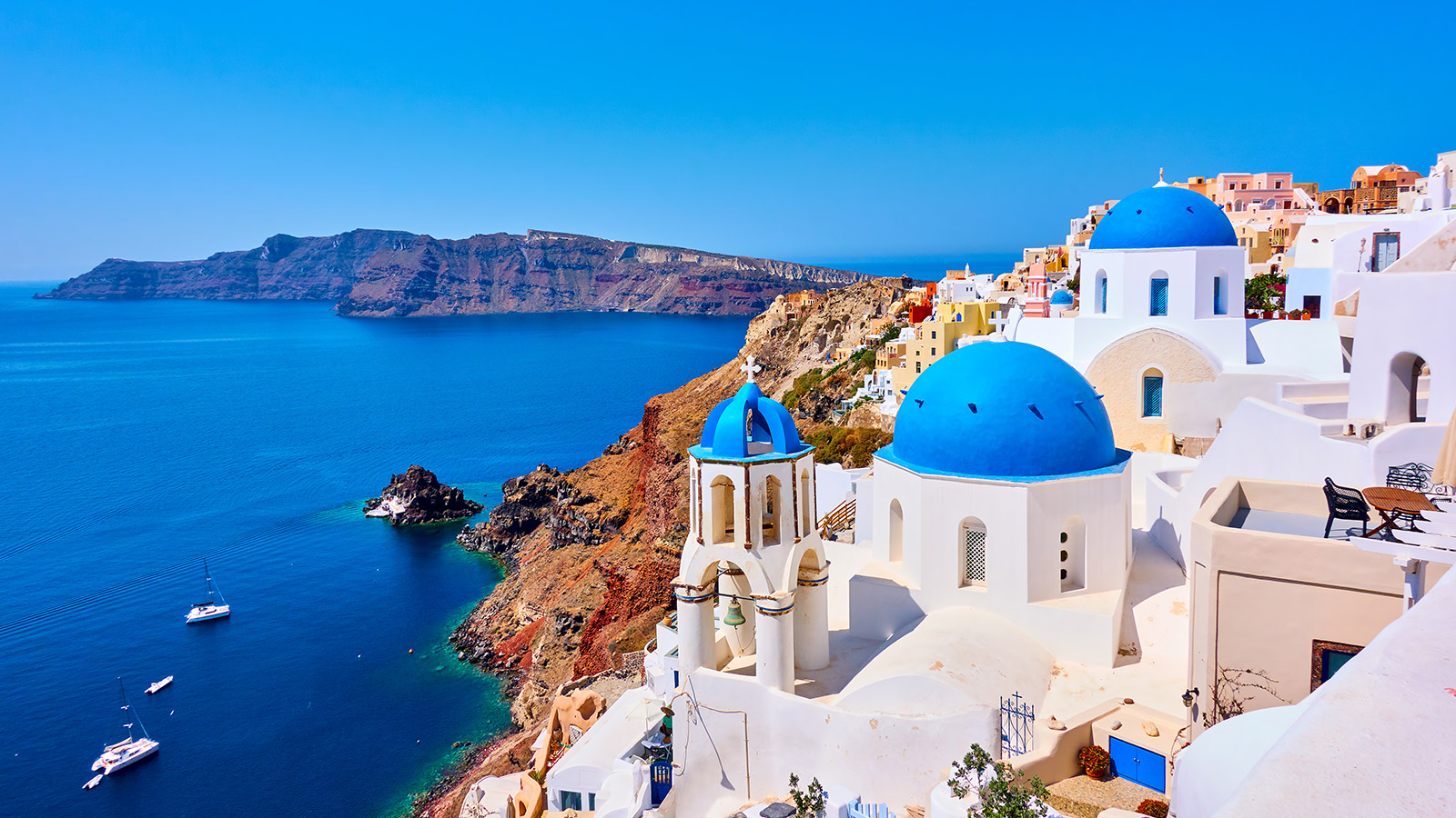 Santorini architecture on the coastline