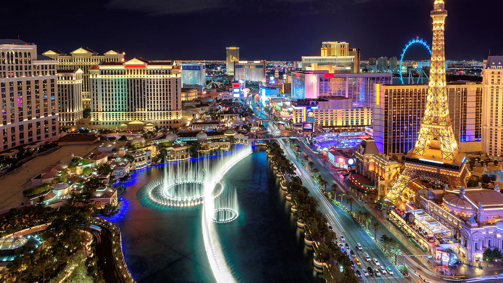 Las Vegas night life with neon lights