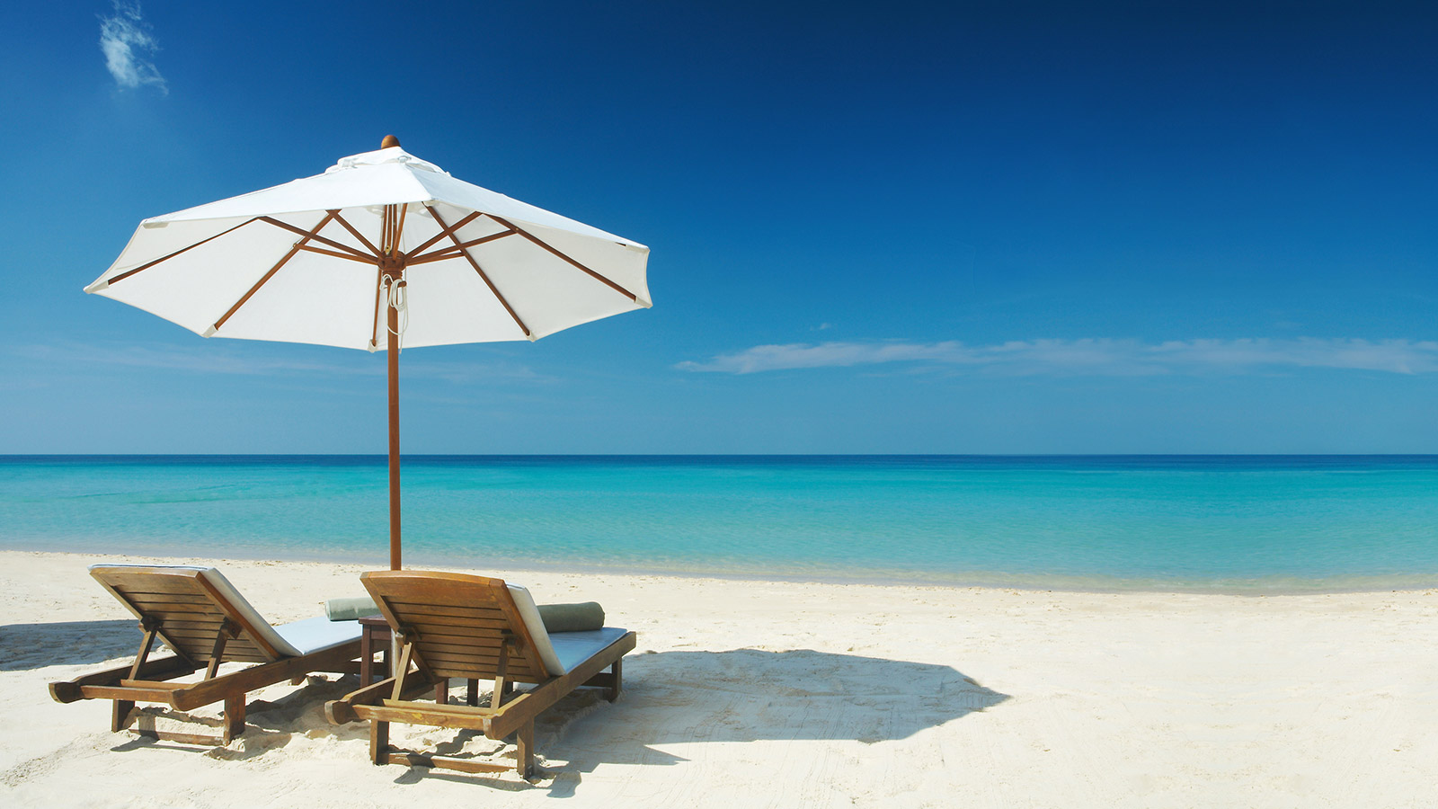 Beach chairs on a sunny beach